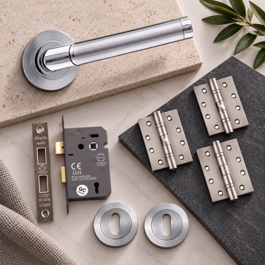 Deanta Augustus Matt Polished Chrome Privacy Handle Pack