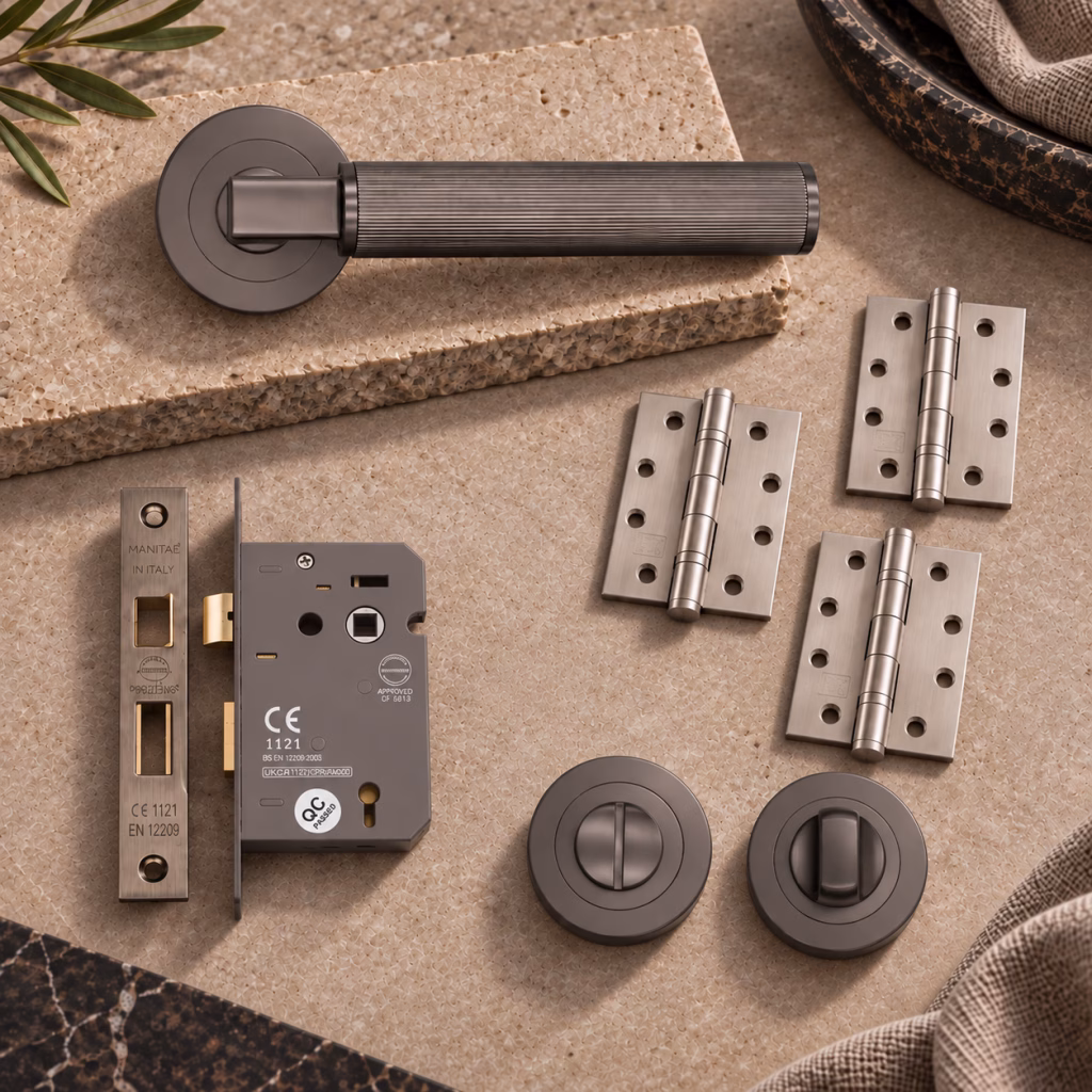Deanta Delphi Matt Satin Black Nickel Bathroom Handle Pack