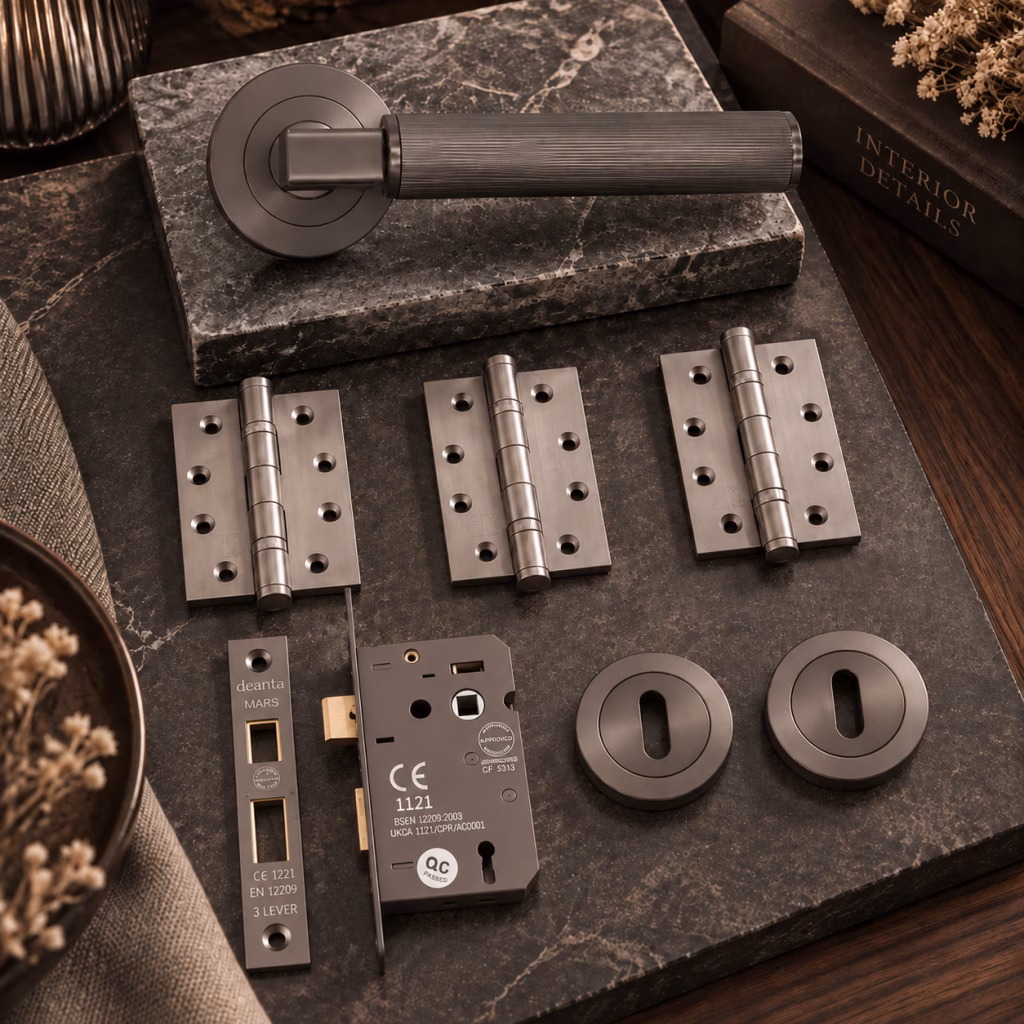 Deanta Delphi Matt Satin Black Nickel Privacy Handle Pack