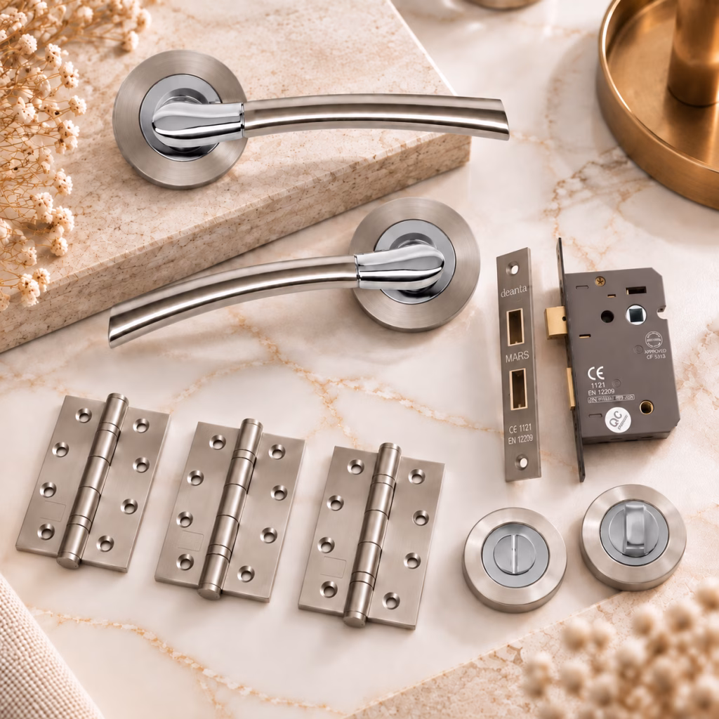Deanta Hera Satin Nickel Chrome Bathroom Handle Pack
