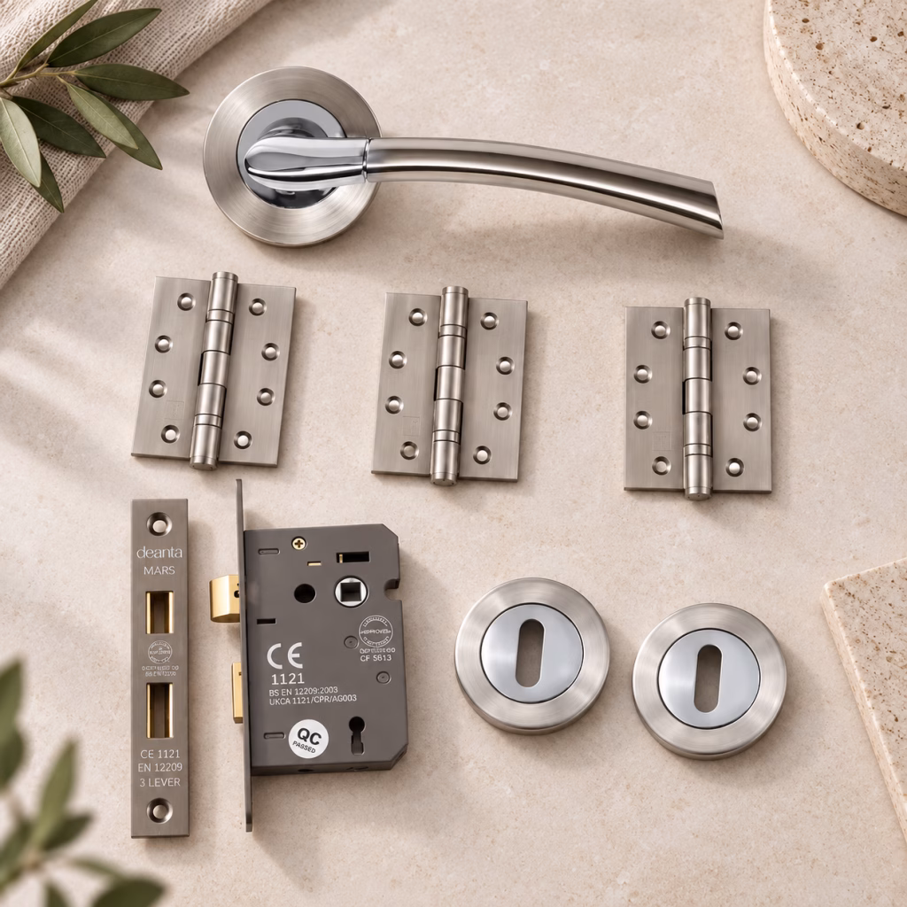 Deanta Hera Satin Nickel Chrome Privacy Handle Pack