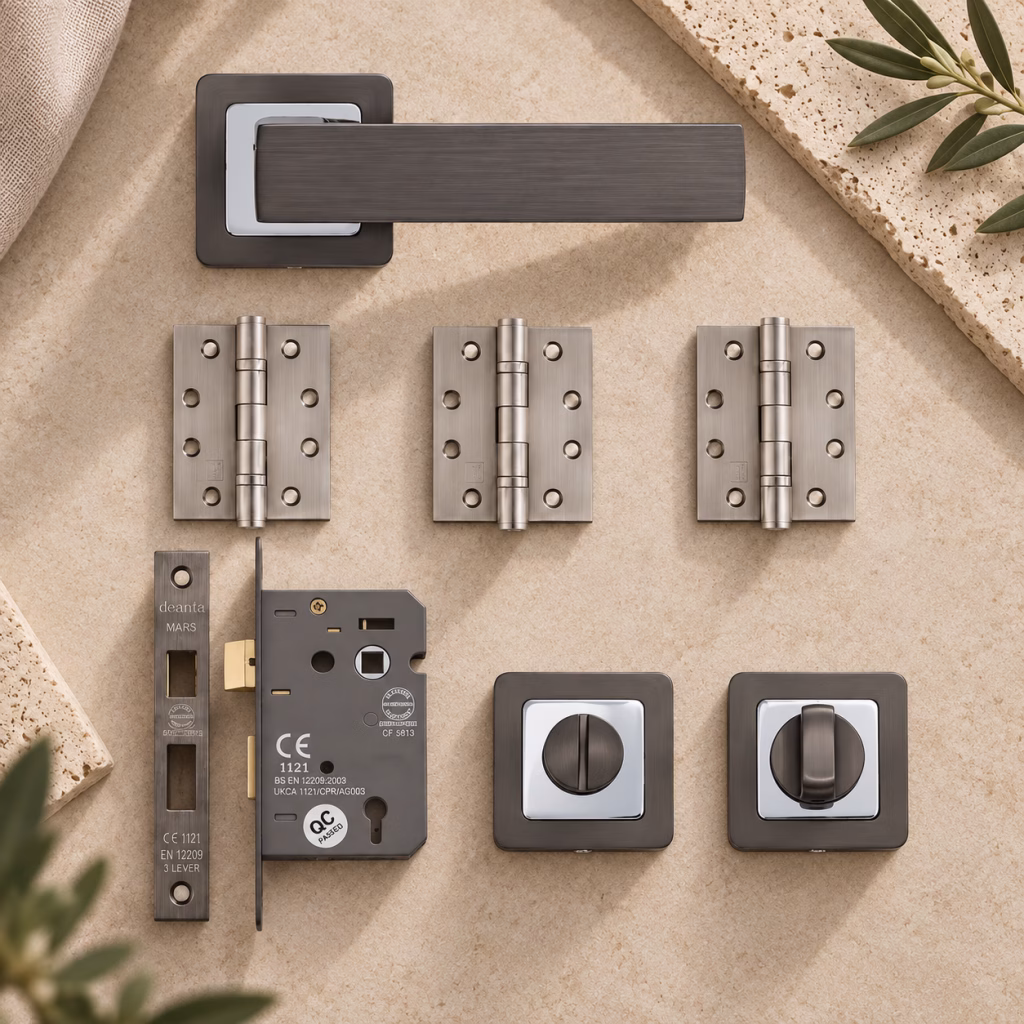Deanta Invictus Matt Satin Black Bathroom Handle Pack