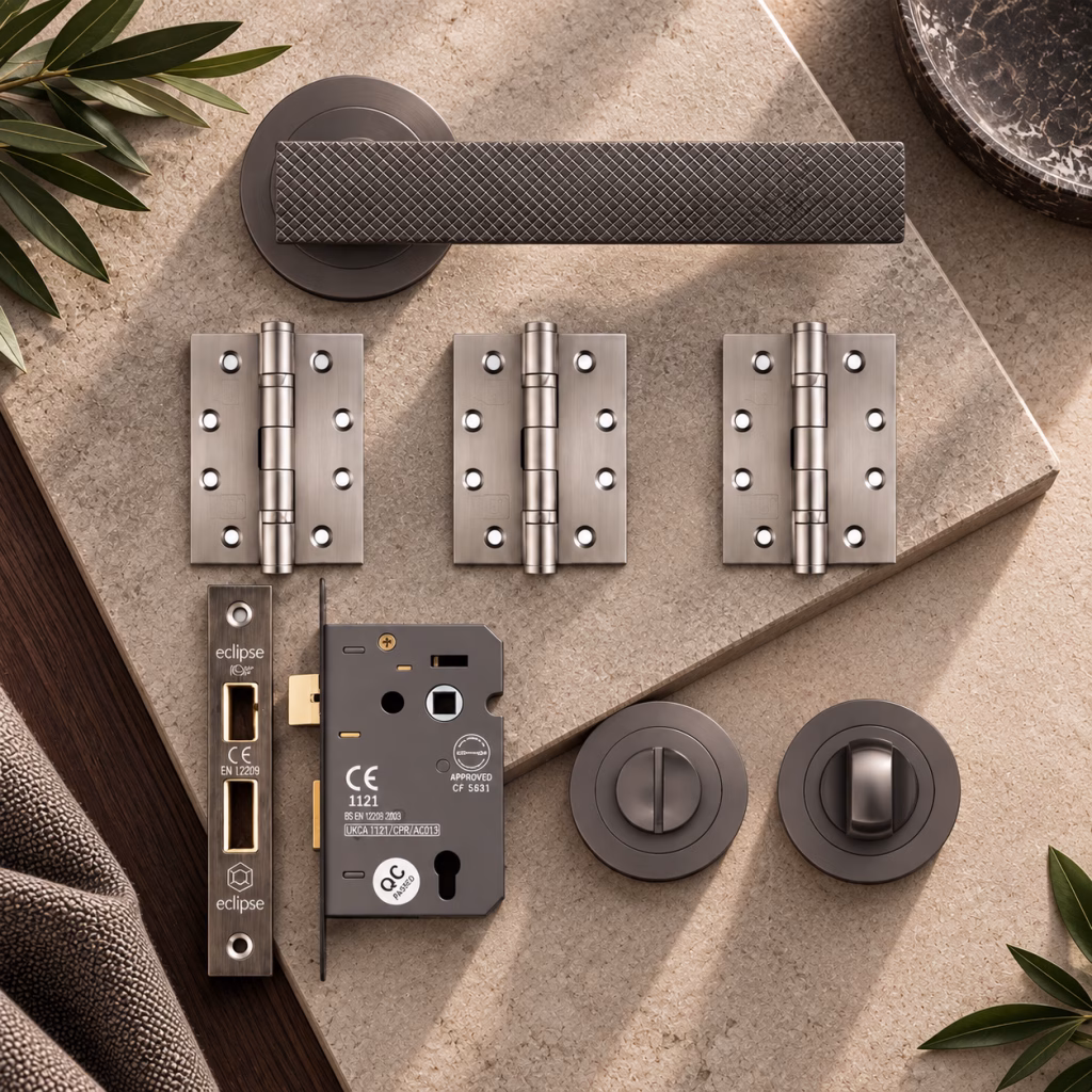 Deanta Olympia Matt Satin Black Nickel Bathroom Handle Pack