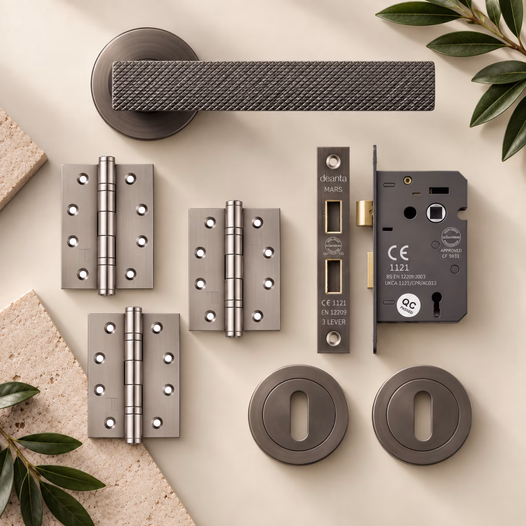 Deanta Olympia Matt Satin Black Nickel Privacy Handle Pack