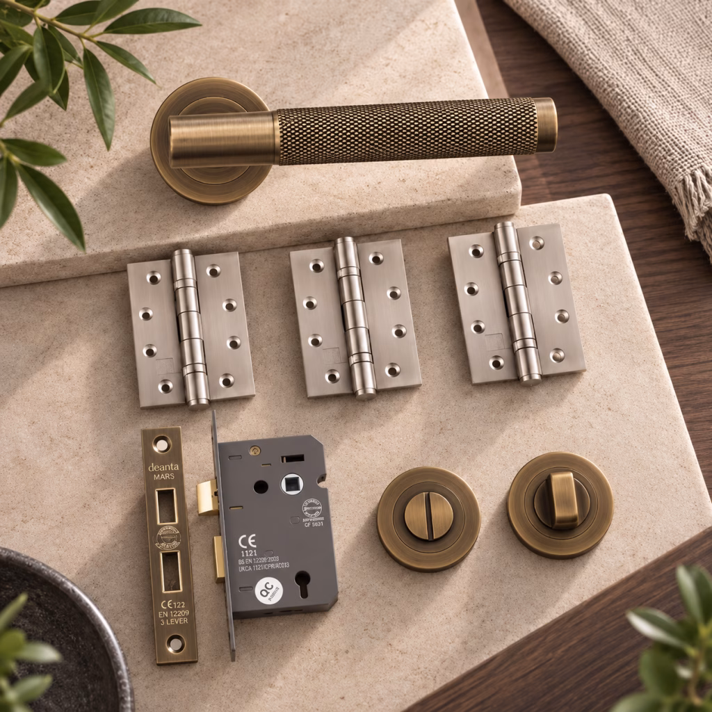 Deanta Sparta Matt Antique Brass Bathroom Handle Pack