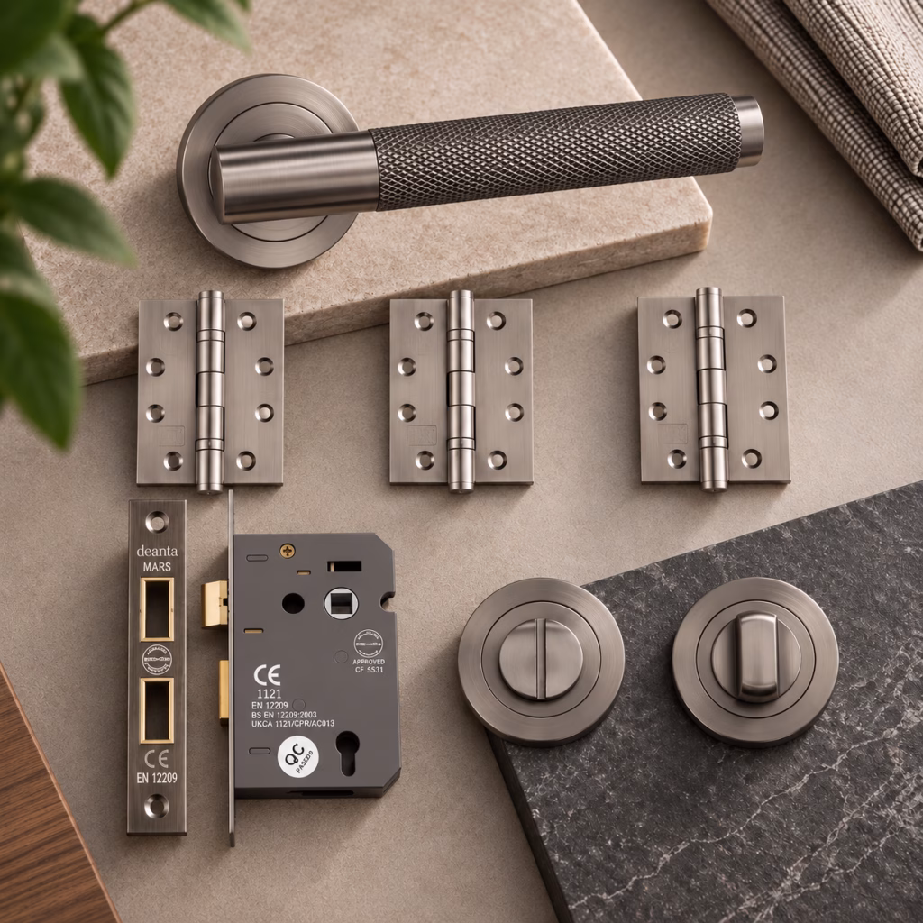 Deanta Sparta Matt Satin Black Nickel Bathroom Handle Pack