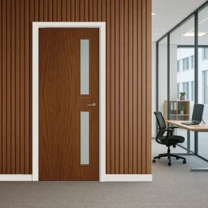 PREMDOR Walnut 2L 16G Side Glazed Pre-Finished Internal Office Door