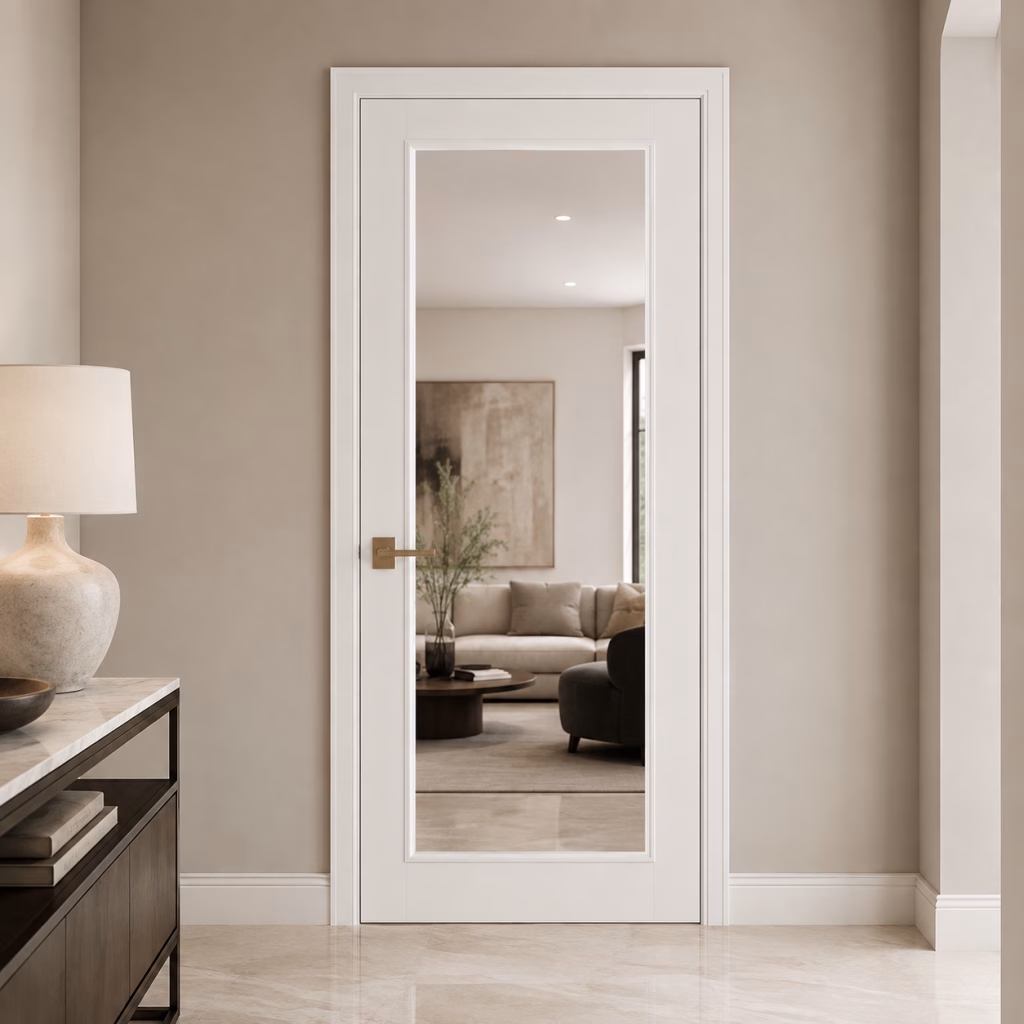 Lifestyle-Wickes-White-Primed-1-Panel-Full-Toughened-Clear-Glass-Internal-Solid-Door