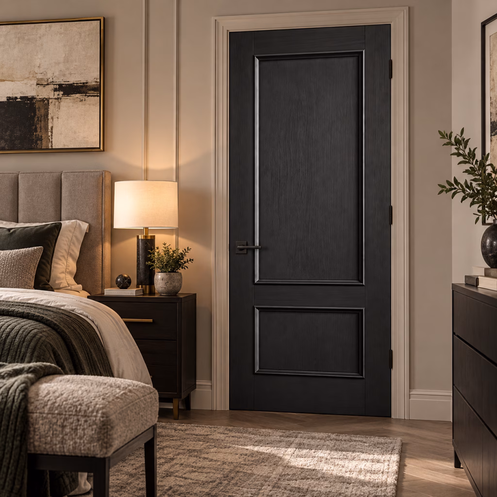 LPD Murcia Charcoal Black 2 Raised Panel Raised Moulding Design Wood Veneer Pre-Finished Internal Door