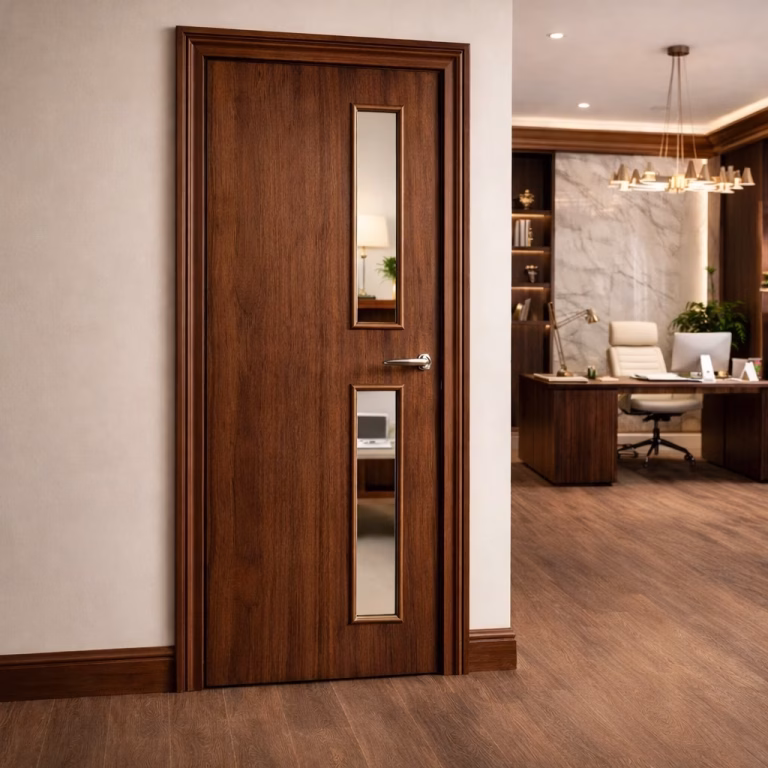 PREMDOR Walnut 2L 16G Side Glazed Pre-Finished Internal FD30 Office Door