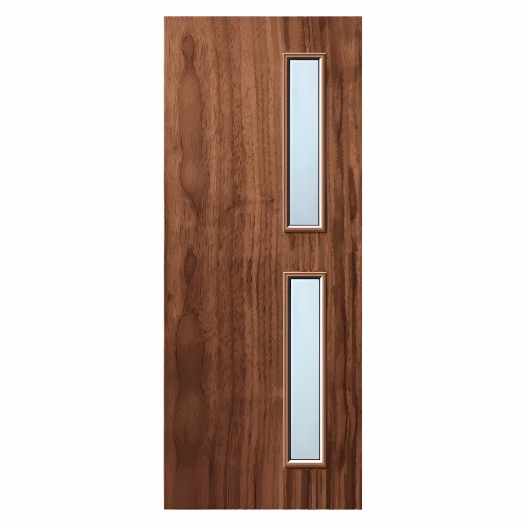 PREMDOR Walnut 2L 16G Side Glazed Pre-Finished Internal FD30 Office Door