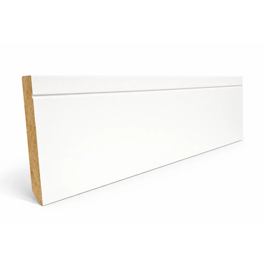 AGT White V Grooved Pre-Finished MDF Skirting Board 120mm