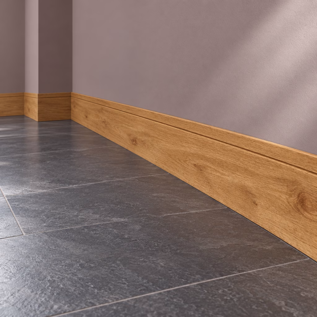AGT Oak V Grooved Pre-Finished MDF Skirting Board 120mm lifestyle