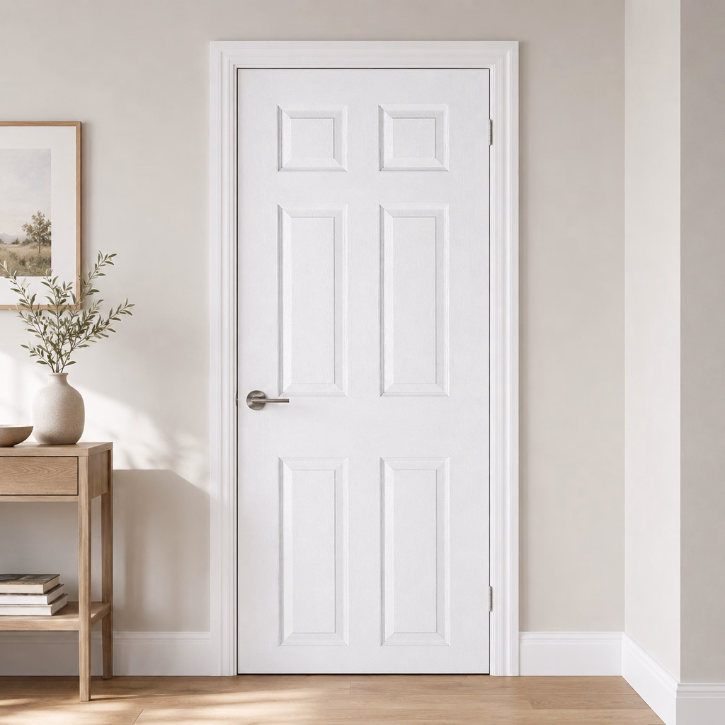 LPD White Primed Textured 6 Panel Hollow Core Internal Door