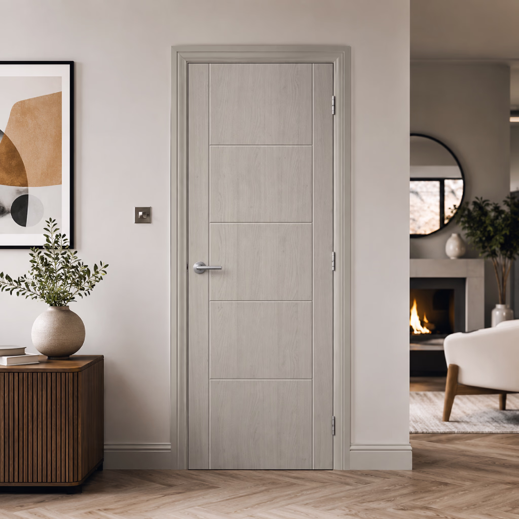LPD Laminate Ladder Light Grey Ladder Pre-Finished Laminate Semi Solid Core Internal Door lifestyle