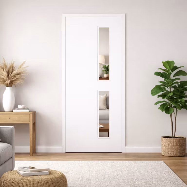 LPD Flush 16G White Clear Glazed Primed FD30 Internal Fire Door