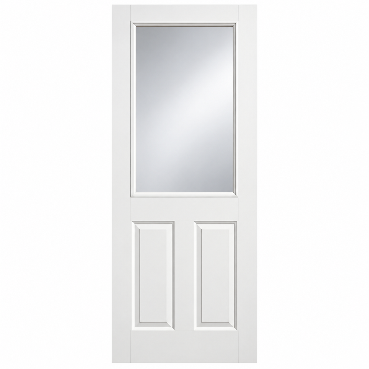 Wickes-White-Primed-4-Panel-1L-Half-Clear-Toughened-Glass-Solid-Core-Internal-Door