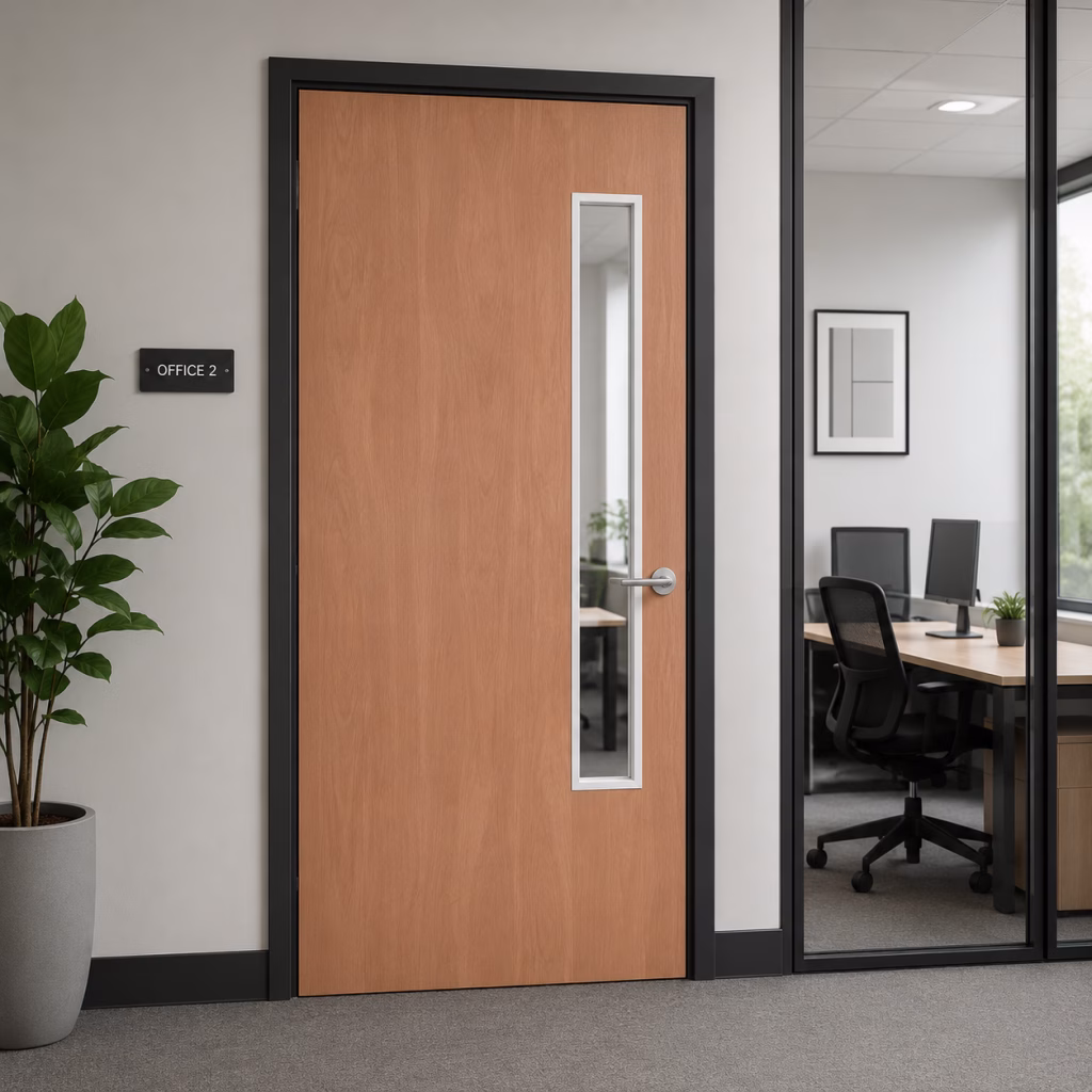 PREMDOR Plywood 1 Long Light White Trim Internal FD60 Office Door