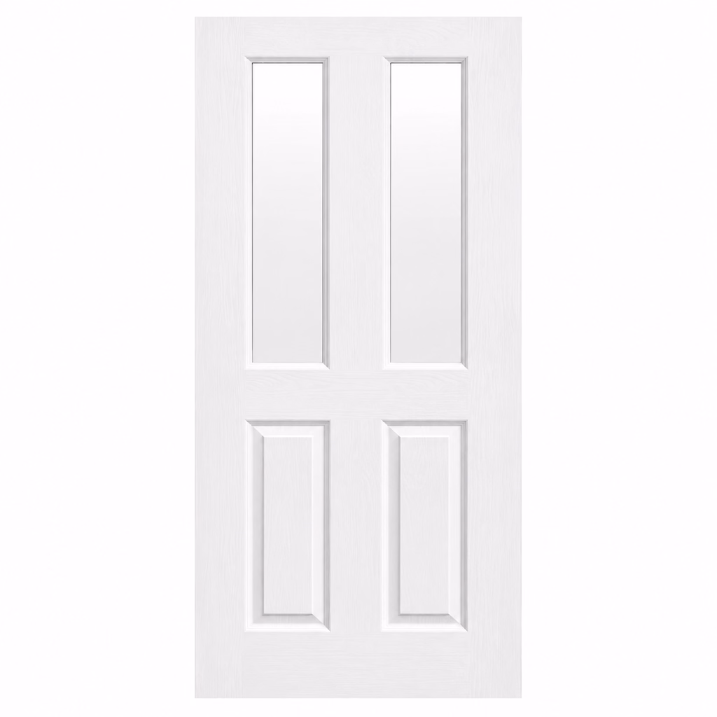 LPD White Primed Textured Regency 2L Clear Glass Internal Hollow Core Door1