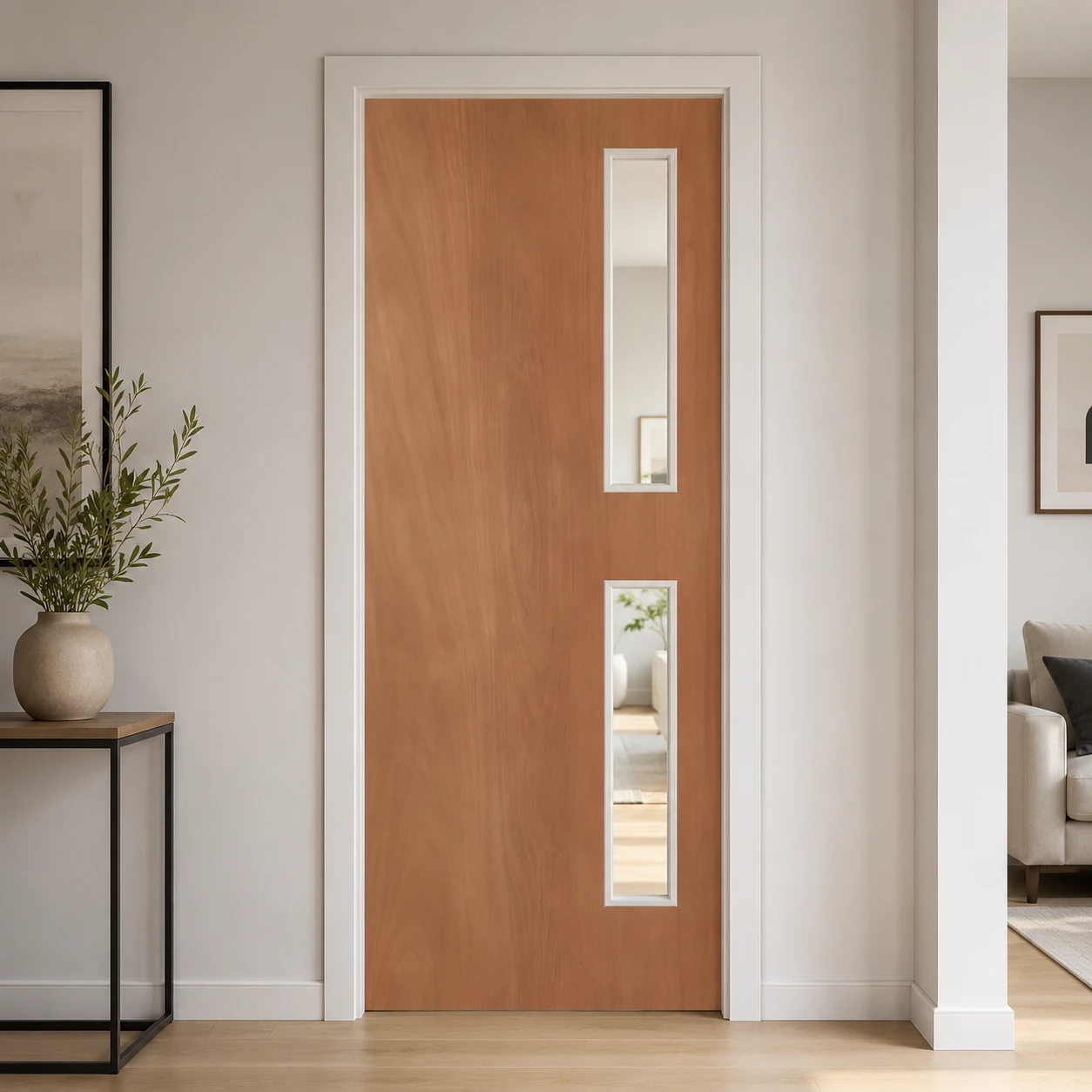 PREMDOR Light Oak 2L Clear Glazed With White Trim