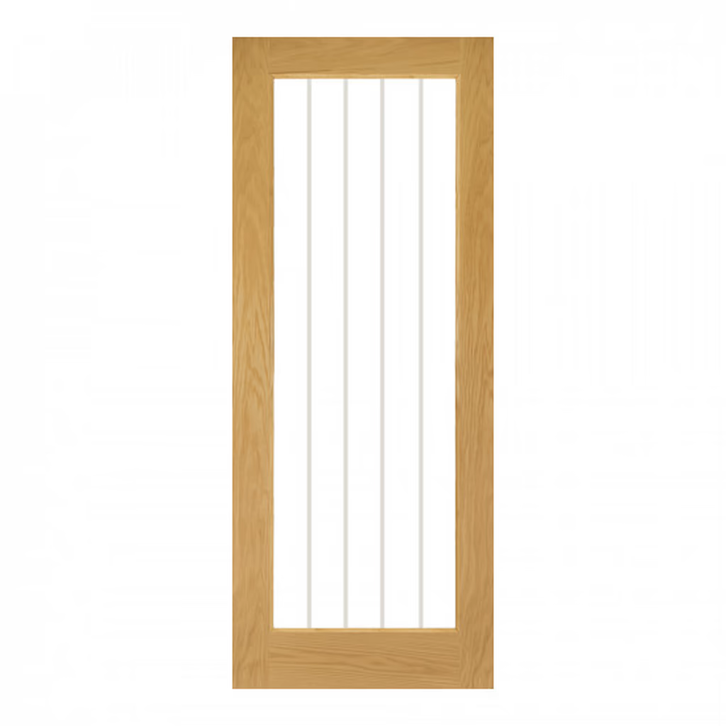 Deanta Ely Natural Oak 1 Lite Full Clear Glazed Unfinished Internal Door
