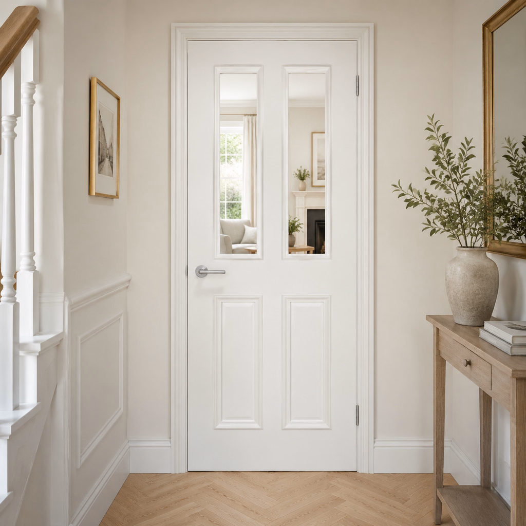 Deanta Rochester White Primed 2 Lite Clear Glazed Internal Door