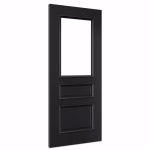 Deanta Windsor Black 3 Panel Clear Glazed Prefinished FD30 Internal Fire Door 1