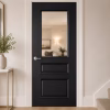 Deanta Windsor Black 3 Panel Clear Glazed Prefinished FD30 Internal Fire Door lifestyle