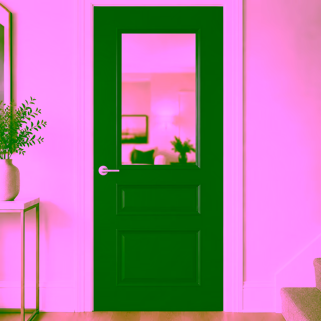 Deanta Windsor Black 3 Panel Clear Glazed Prefinished FD30 Internal Fire Door lifestyle