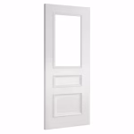 Deanta Windsor White Primed 3 Panel Clear Bevelled Glazed Internal Door1