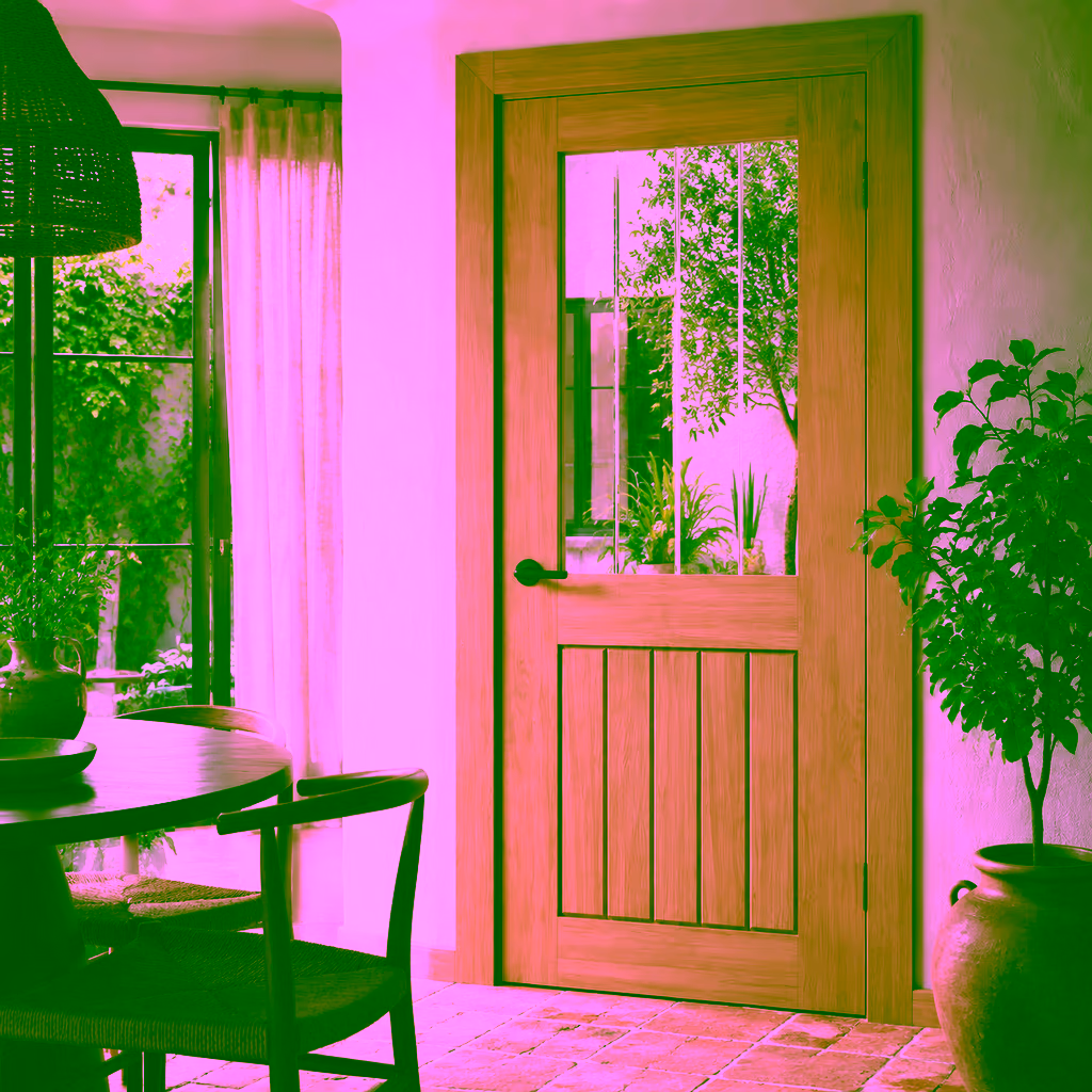 LPD Mexicano Oak Half Light Clear Glazed Pre-Finished FD30 Internal Fire Door lifestyle