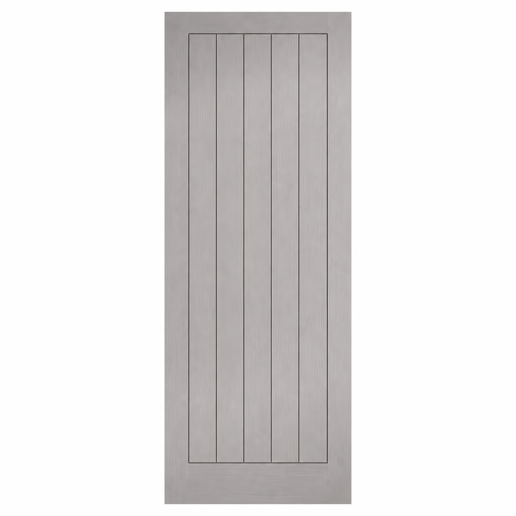 LPD Vertical 5P Grey Square Cut Grooved Textured Moulded Pre-Finished FD30 Internal Fire Door