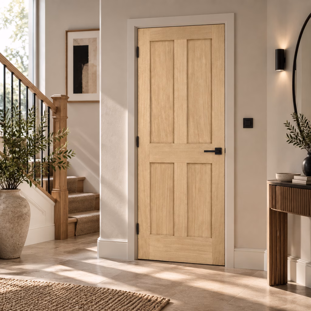 LPD London Oak 4 Panel Unfinished FD30 Internal Fire Door