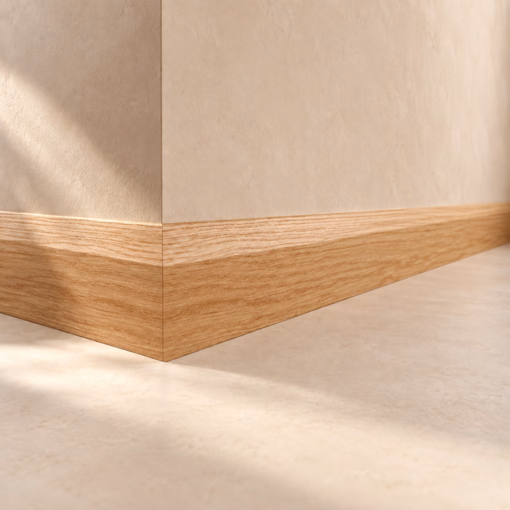 Deanta Half Splayed Prefinished Oak Skirting Board