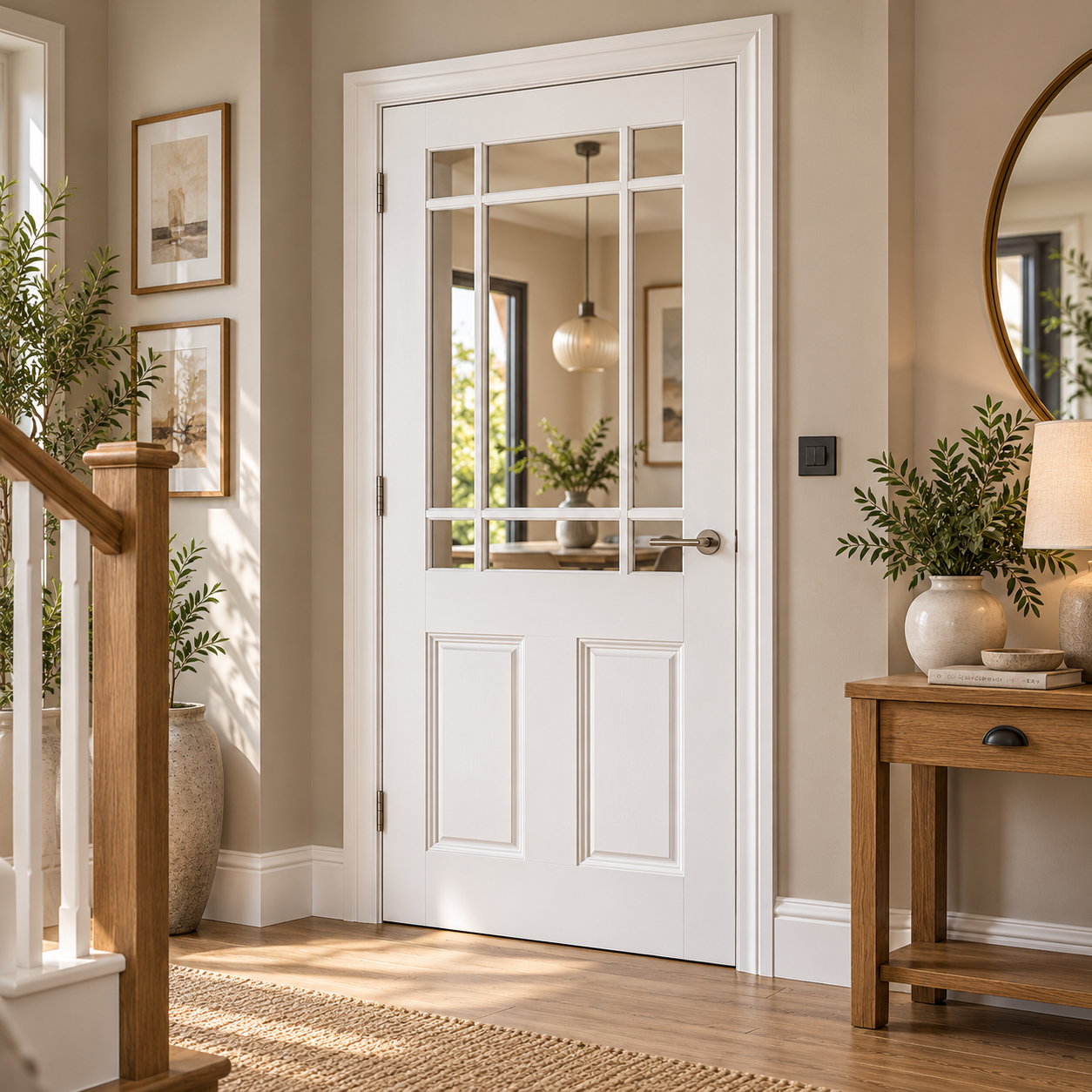 LPD Downham White Primed 9L Clear Glazed Internal Door