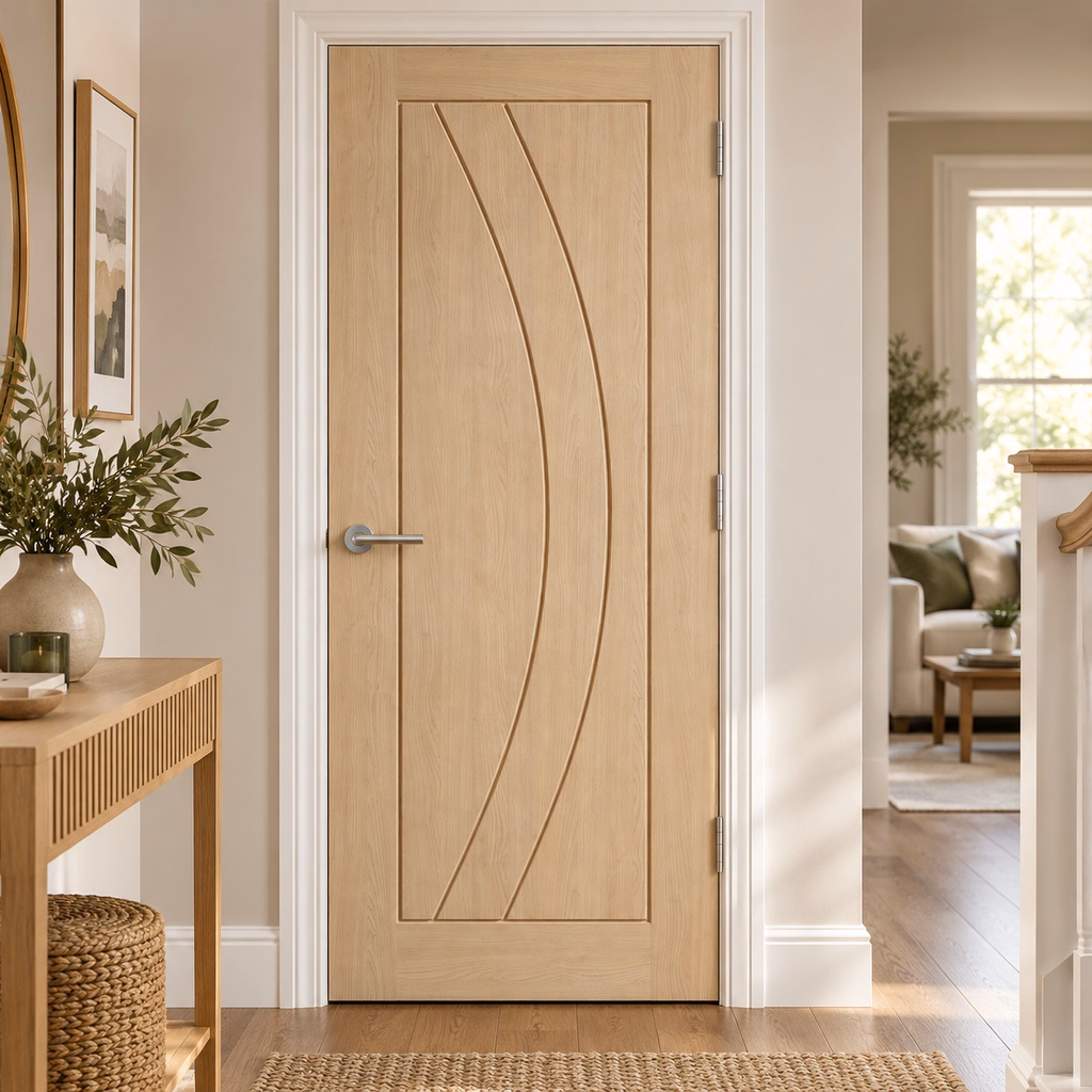LPD Girona Grooved Unfinished Oak Veneer FD30 Fire Door