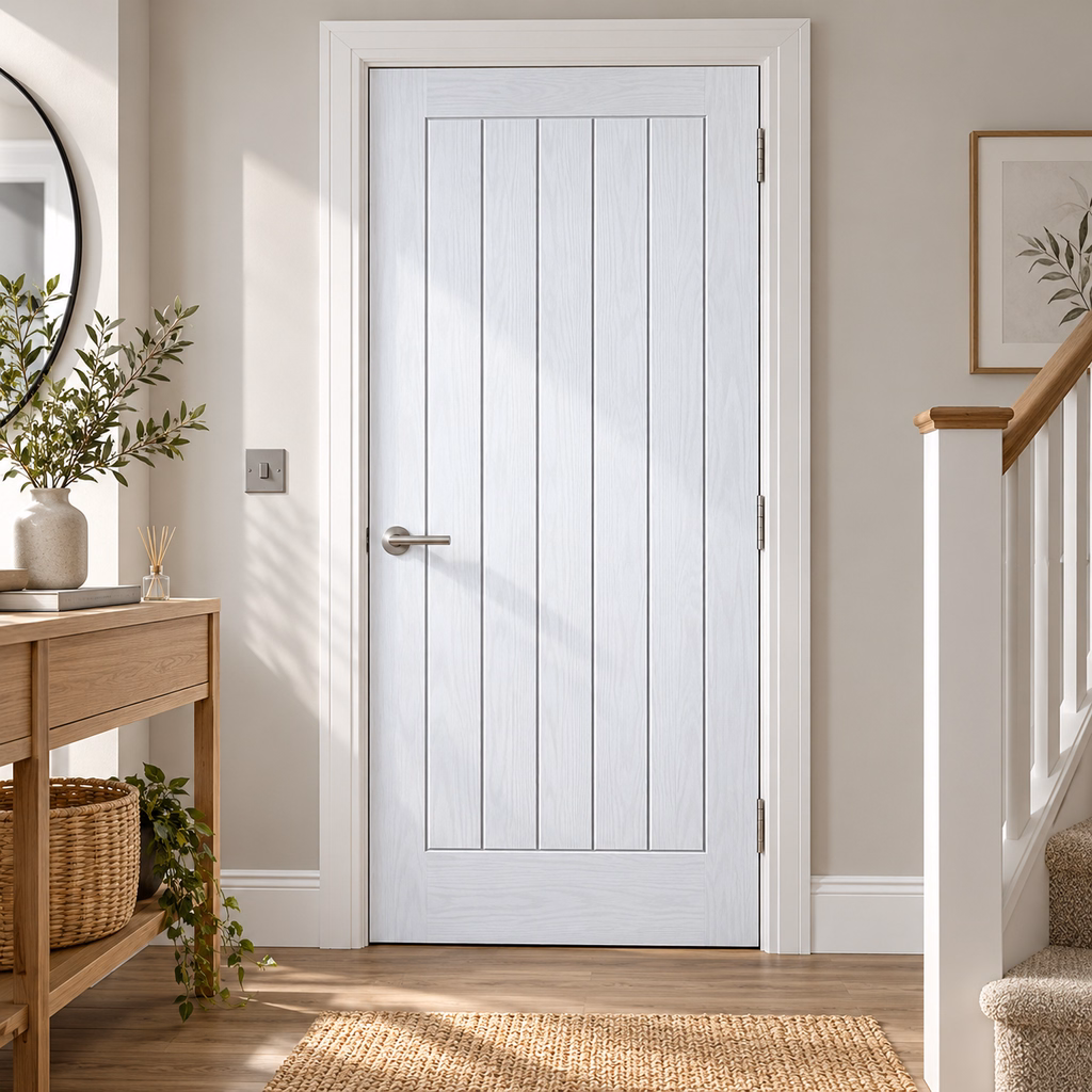 LPD Textured Mexicano White Primed FD30 Fire Door