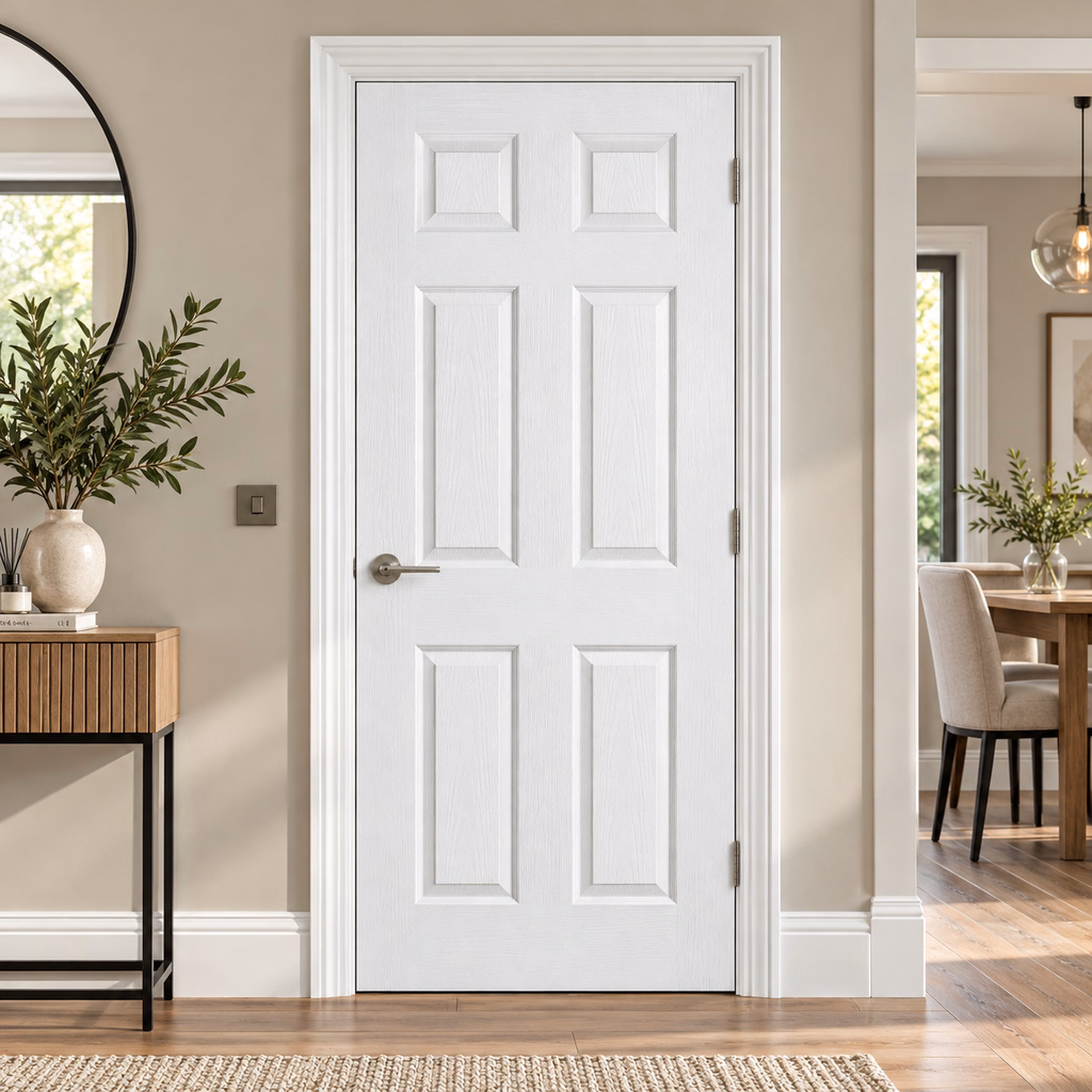 LPD Textured Regency White Primed 6 Panel FD30 Fire Door