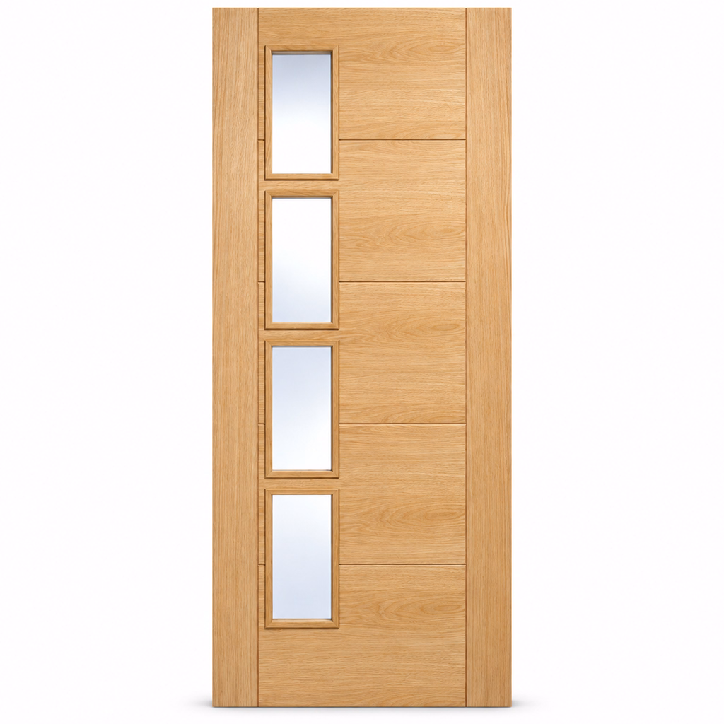 LPD Vancouver 4L Offset Clear Glazed Pre-Finished Oak Veneer FD30 Fire Door